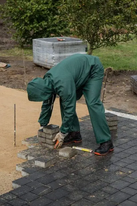 Laying pavers from the corner out