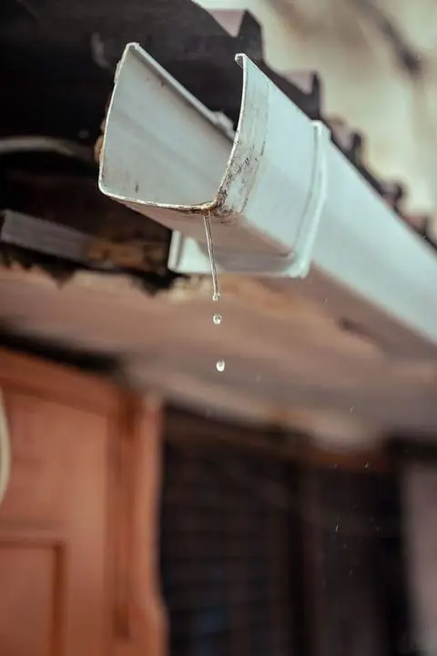 Water spilling over the corner during rain
