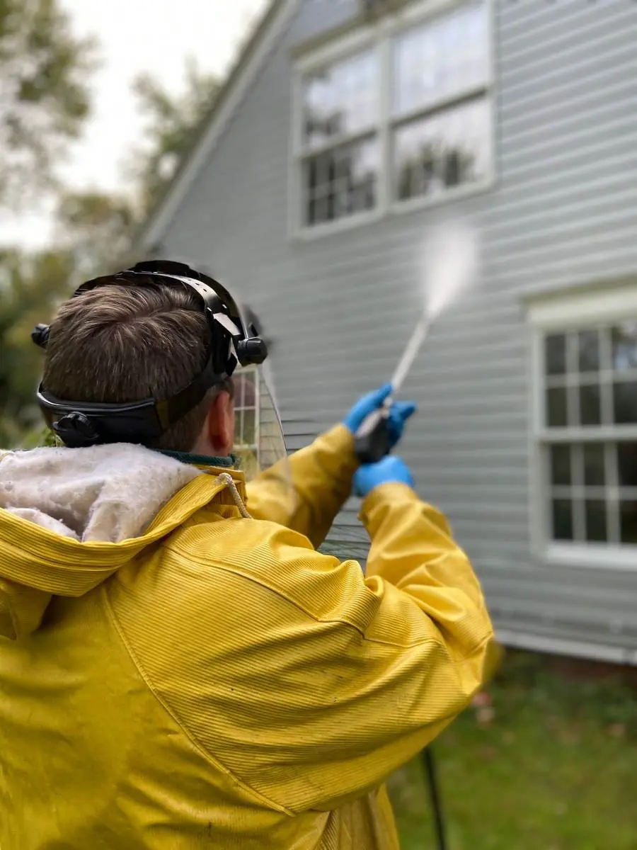 Soft washing the siding